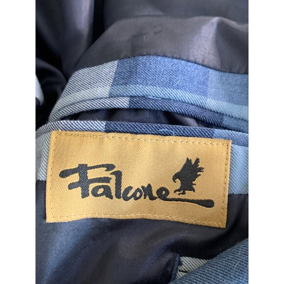Mens Falcone Blue Check 5 Button Ventless Blazer Coat Size 42R EUC Lined 7145 - Picture 5 of 14